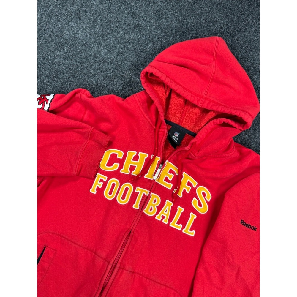 Reebok Kansas City Chiefs Football Full Zip Hoodie NFL Red Mens XL